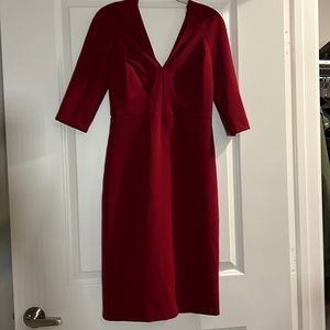 Zara Woman Red Mid Sleeve Dress VNeck RN 77302